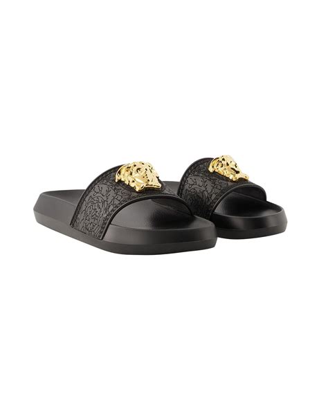 versace medusa slides fake|versace medusa detail round heels.